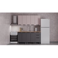 Кухонный гарнитур Аленушка 1,6 м Магнолия Кашемир/Сталь, скоба черный, сонома