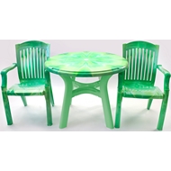 Комплект мебели из пластика Лессир, стол круглый Премиум и 2 кресла N7 Премиум-1, цвет: весенне-зеленый