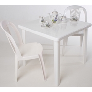 Комплект мебели из пластика, квадратный стол и 2 стула Стандарт-2, цвет: белый