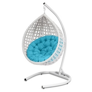 Подвесное кресло Fresco L (белое, подушка голубая)