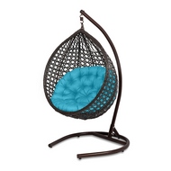 Подвесное кресло Fresco L (коричневое, подушка голубая)
