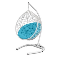 Подвесное кресло Bueno Light L (белое, подушка голубая)