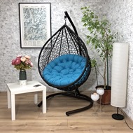 Подвесное кресло Bueno Light L (коричневое, подушка голубая)