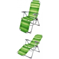 Кресло-шезлонг Ника (Каркас - серый, ткань - зелёная в полоску)