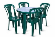Комплект мебели (стол + 4 стула) (зелёный пластик)
