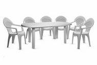 Комплект мебели (стол + 6 кресел) (белый пластик)