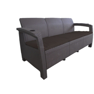 Трехместный диван Yalta Sofa 3 Seat коричневый пластик