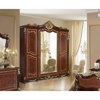 Шкаф для одежды Джоконда  4-х дверный с зеркалами (цвет: орех глянец)