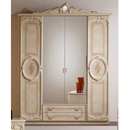 Шкаф для одежды Роза 4-х дверный с зеркалами  (цвет: бежевый глянец) 