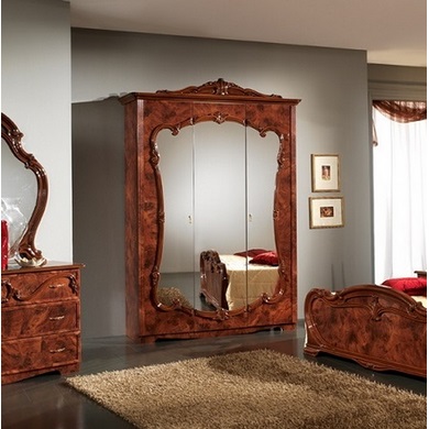 Шкаф для одежды Тициана 3-х дверный с зеркалами (цвет: орех глянец)