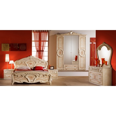 Спальня Роза (цвет: бежевый глянец) с 4-х дверным шкафом