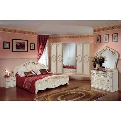 Спальня Роза (цвет: бежевый глянец) с 6-ти дверным шкафом