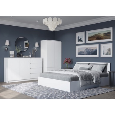 Спальня Мори (кровать 120 см, комод 160 см, шкаф 90 см) белый