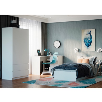 Спальня Мори (кровать 90 см, шкаф 90 см, стол угловой) белый