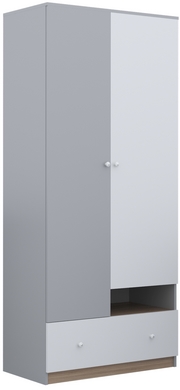 Шкаф двухдверный Атрия 900 (серый/дуб сонома/белый)