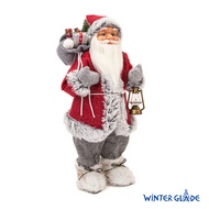 Фигурка Дед Мороз с фонарем 60 см, красный/серый