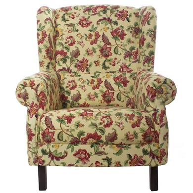 Кресло мягкое в гостиную Жуи Бордо Желтое с цветами 