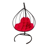 Кресло подвесное Кокон XL металл (чёрное с красной подушкой)