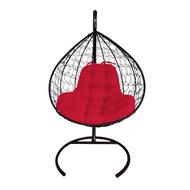 Кресло подвесное Кокон XL Ротанг (чёрное с красной подушкой)
