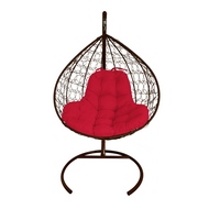 Кресло подвесное Кокон XL Ротанг (коричневое с красной подушкой)