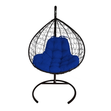 Подвесное кресло XL из иск.ротанга (чёрный-синий)