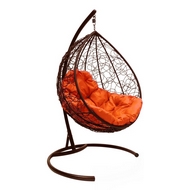 Кресло подвесное из иск.ротанга Капля (коричневый-оранжевый)