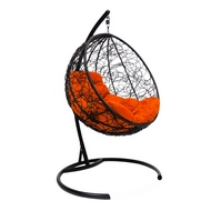 Кресло подвесное из иск.ротанга Круглое (чёрный-оранжевый)