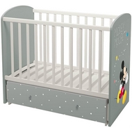Детская кроватка Polini Disney baby 750 Микки Маус (бело-серая)
